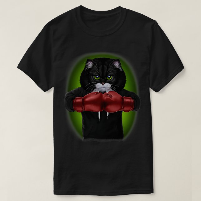Camiseta Gato de esmoquin como campeón de boing en guantes  (Diseño del anverso)