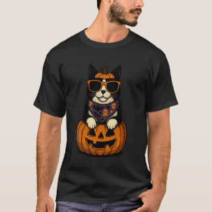 Camiseta Gato de Esmoquin Espeluznante Calabaza Halloween A