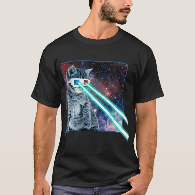 Camiseta Gato de espacio de ojos láser (Anverso)