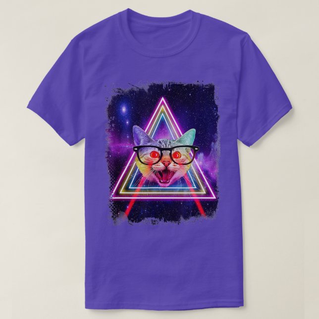 Camiseta Gato De Espacio De Ojos Láser En Galaxia Gracioso  (Diseño del anverso)