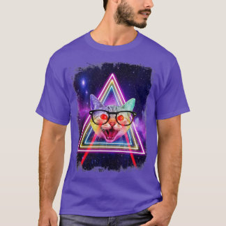 Camiseta Gato De Espacio De Ojos Láser En Galaxia Gracioso 