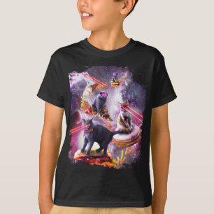 Camiseta Gato De Espacio Láser Galaxico En Burger Pizza Don
