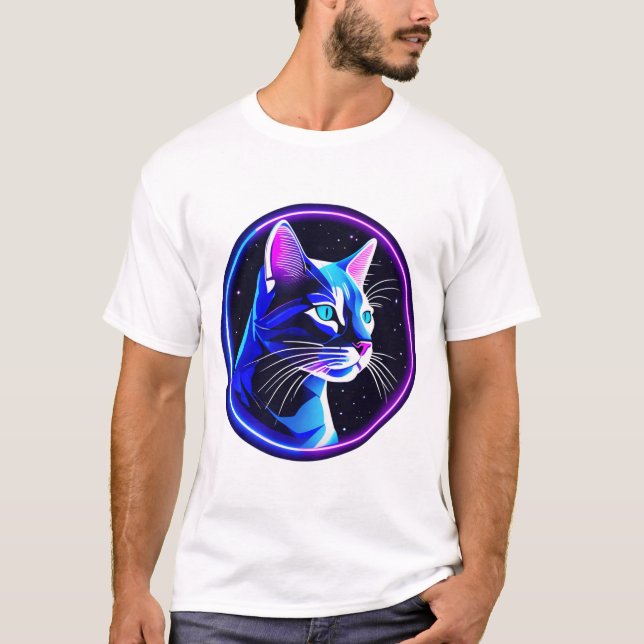 Camiseta Gato de espacio neón (Anverso)