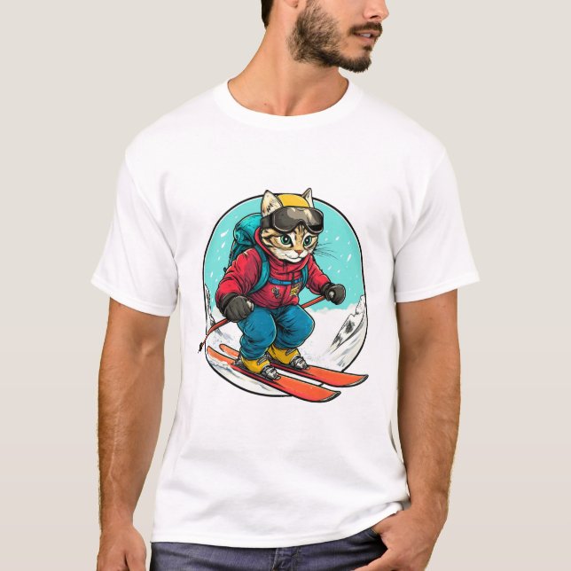 Camiseta Gato de esquí de gato (Anverso)
