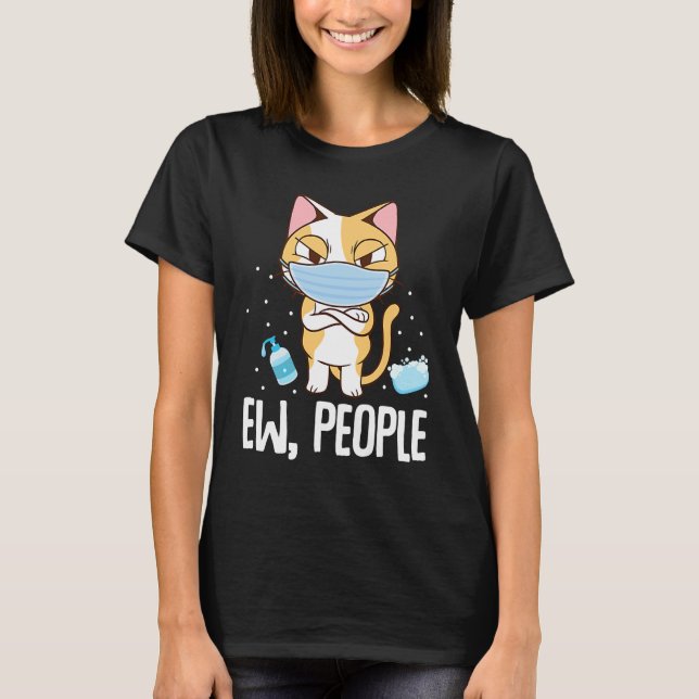 Camiseta Gato De Ew Personas Con Máscara De Cara Lavando La (Anverso)