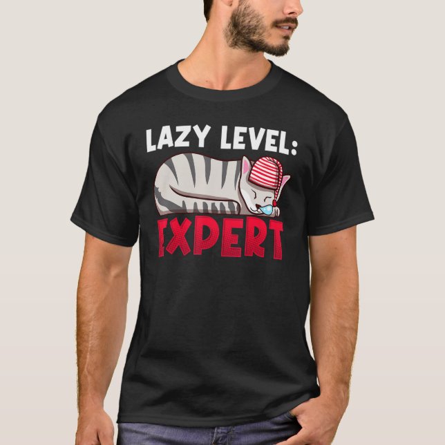 Camiseta Gato de experto de nivel flojo (Anverso)