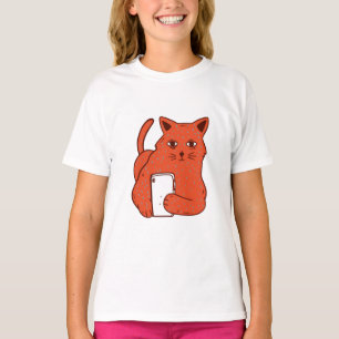Camiseta Gato de Fantasía Adorable con Teléfono Móvil