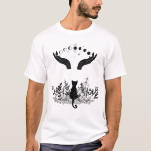 Camiseta Gato de Fases de la Luna Celestial Vintage