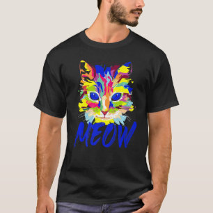 Camiseta Gato de felino lindo rostro mimo gato gráfico colo