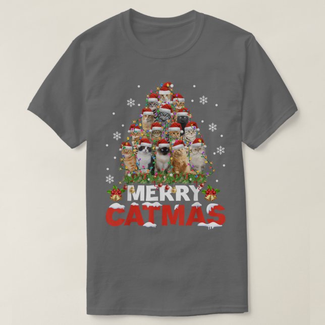 Camiseta Gato de Feliz Navidad Navidades Pajamas Navidad Su (Diseño del anverso)