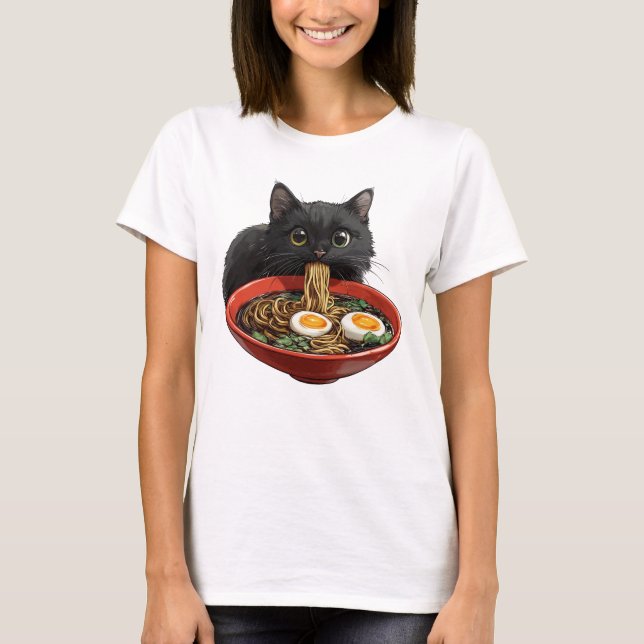Camiseta Gato de fideos, gato de ramen (Anverso)