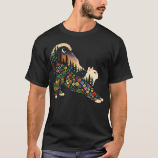 Camiseta Gato de flores silvestres boho plantas bosque natu