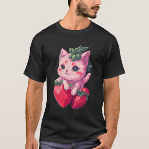 Camiseta Gato de fresa dulce Kawaii Anime - Gato de fresa
