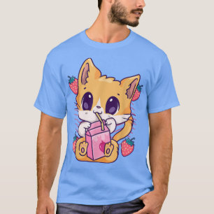 Camiseta Gato de fresa Kawaii Kitten Anime Neko 