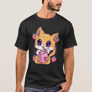 Camiseta Gato de fresa Kawaii Kitten Anime Neko