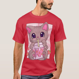Camiseta Gato De Fresa Para Las Chicas, Kawaii M