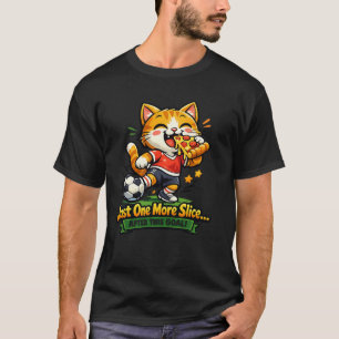 Camiseta Gato de fútbol divertido comiendo pizza Diseño de