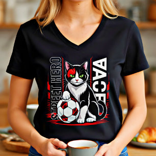 Camiseta Gato de fútbol héroe de la calle regalo gráfico ge