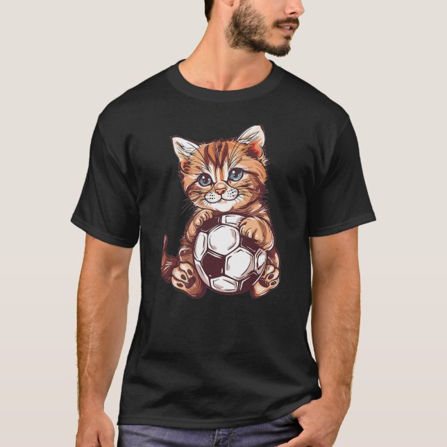 Camiseta Gato de fútbol lindo (Anverso)