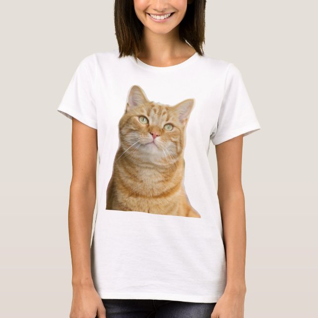 Camiseta Gato de gafas grandes ojos verdes blanco (Anverso)