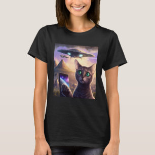Camiseta Gato de galaxia de gato de OVNI alienígena