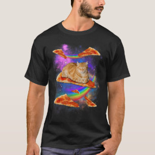 Camiseta Gato de galaxia en el espacio gatos montando pizza
