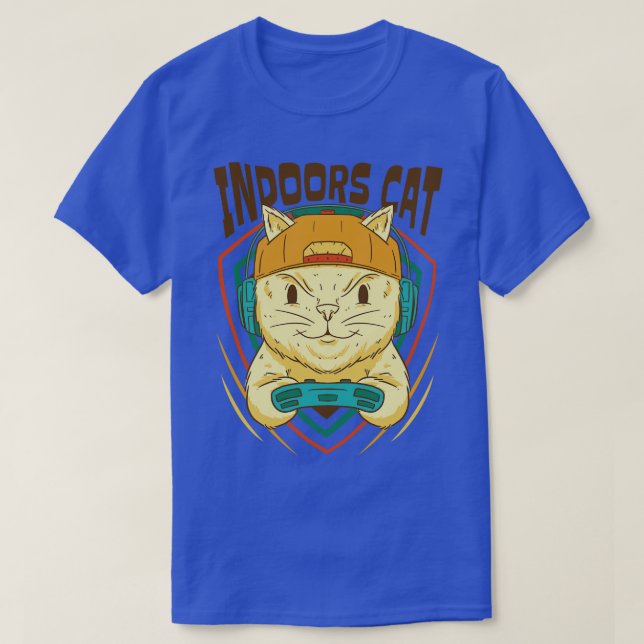 Camiseta Gato de gamer en interiores (Diseño del anverso)