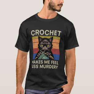 Camiseta Gato de ganchillo gruñón retro Ganchillo me hace s