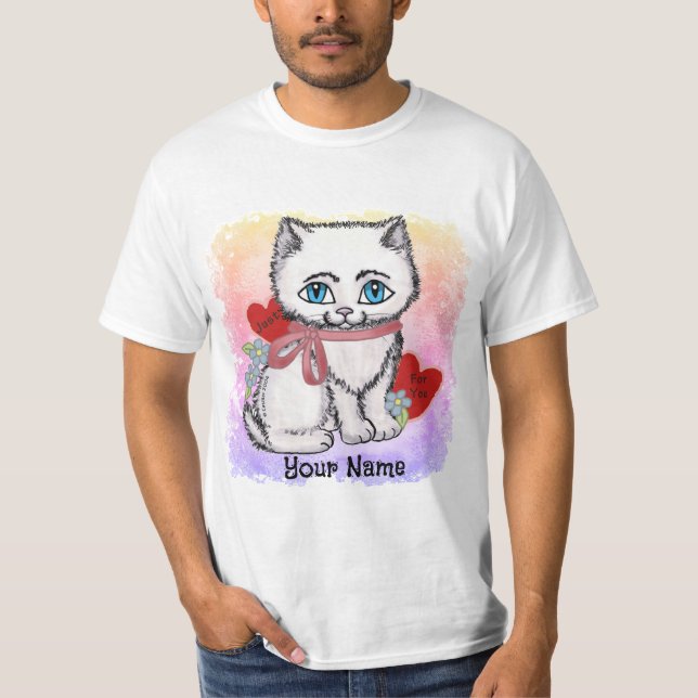 Camiseta Gato de gatito blanco (Anverso)