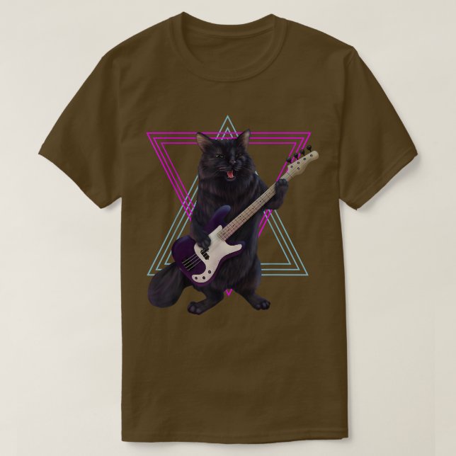 Camiseta Gato de gatito de Bass tocando la guitarra del baj (Diseño del anverso)