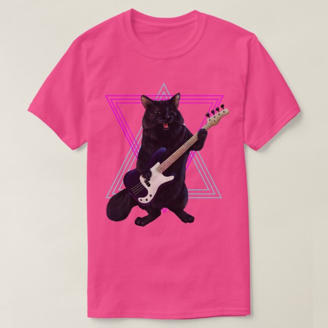 Camiseta Gato de gatito de Bass tocando la guitarra del baj (Diseño del anverso)