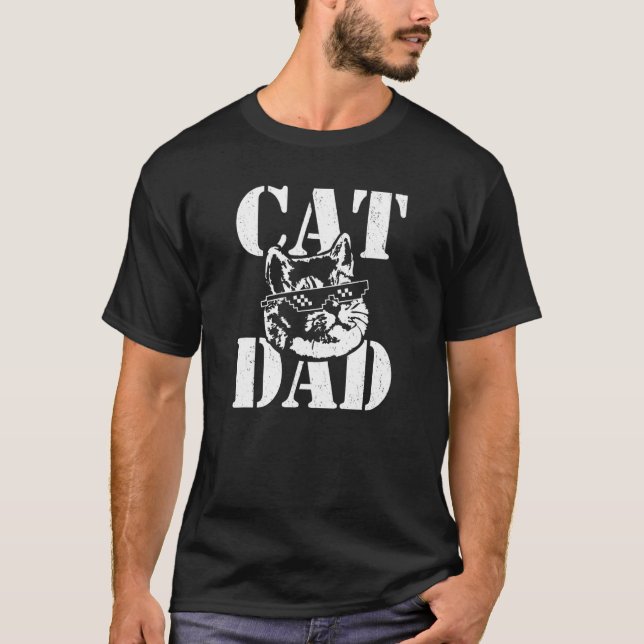 Camiseta Gato de gato de 8 bits gafas de sol gato (Anverso)