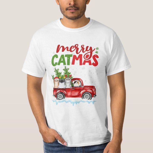Camiseta Gato de gato de gato de camión de Navidad (Anverso)
