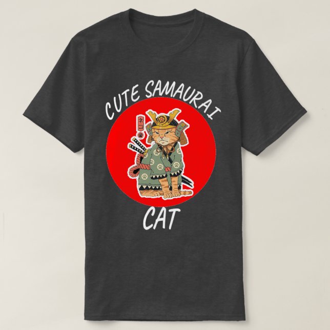Camiseta Gato de gato de samurai lindo gato amante 1 (Diseño del anverso)