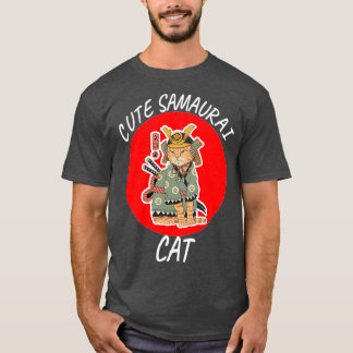 Camiseta Gato de gato de samurai lindo gato amante 1