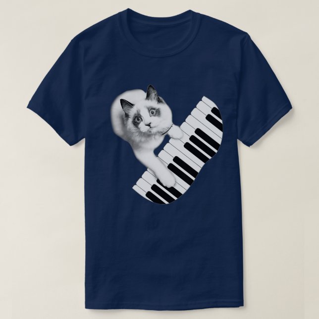 Camiseta Gato de gato jugando al piano (Diseño del anverso)