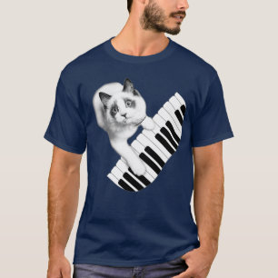 Camiseta Gato de gato jugando al piano