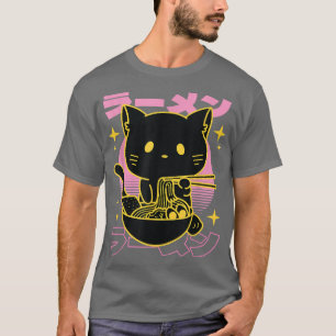 Camiseta Gato de gato Ramen japonés Kawaii lindo gato anime