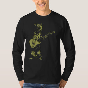 Camiseta Gato de gato Rocker Gracioso que toca música de gu