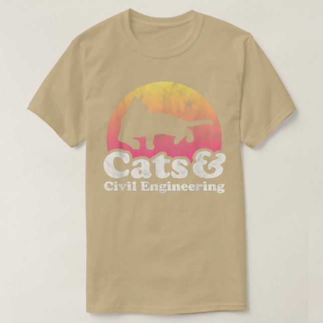 Camiseta Gato de gatos e ingeniería civil e ingeniero civil (Diseño del anverso)