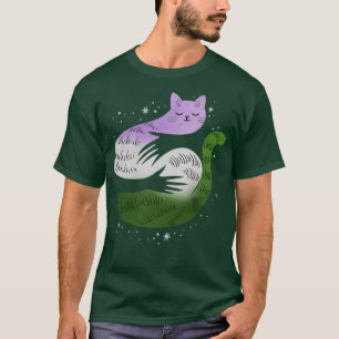 Camiseta Gato de género abraza bandera del Orgullo LGBT