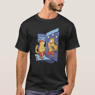 Camiseta Gato De Gimnasio En Un Gato Espejo Musculoso Gato