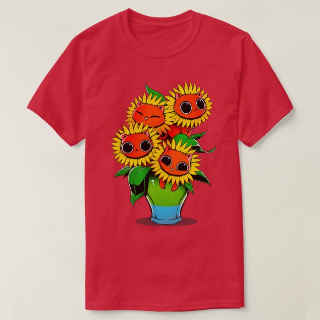 Camiseta Gato de girasol (Diseño del anverso)