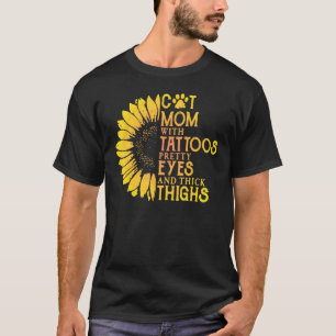 Camiseta Gato De Girasol Con Ojos De Bonito De Tatuajes Y E