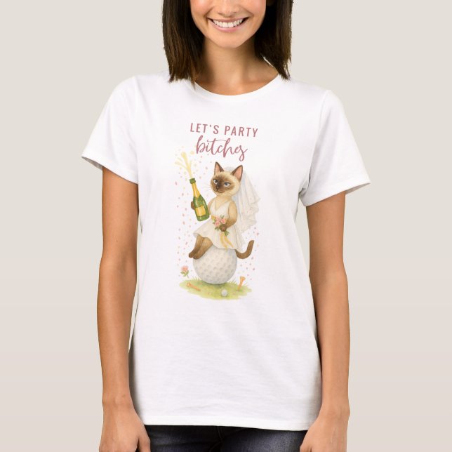 Camiseta Gato de Golfer Siamese celebrando (Anverso)
