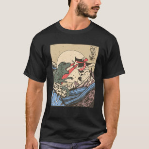 Camiseta Gato de gran ola japonés retro vintage vs Monster 
