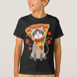 Camiseta Gato De Guay Con Pizza De Pepperoni Grande En La C