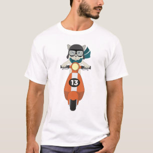 Camiseta Gato De Guay En Scooter Mopado Para Hipsters