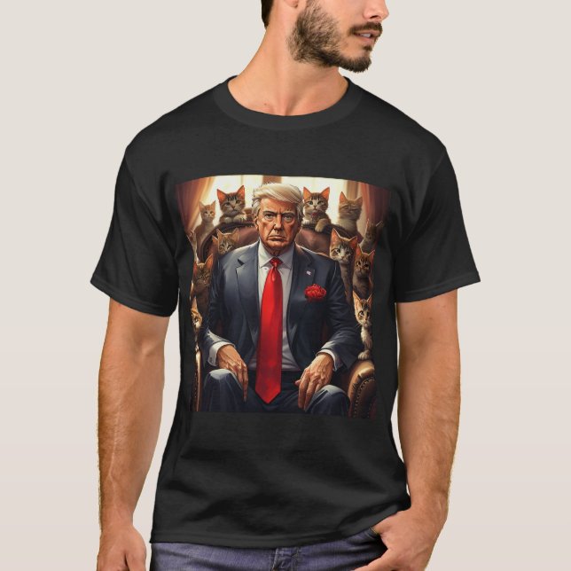 Camiseta Gato de Guay MAGA TRUMP rodeado de KITTENS diverti (Anverso)