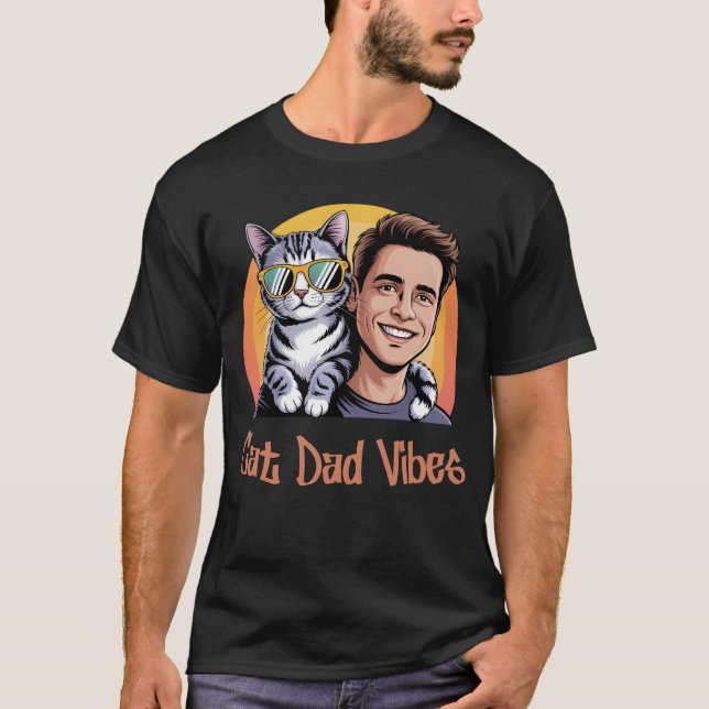 Camiseta Gato de Guay Papá Vibes estilo retro Funny Kitte (Anverso)